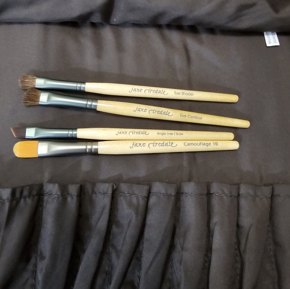 Jane Iredale makeup brushes and Bare Escentuals brush holder